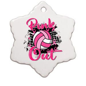 P.I.N.K. Out Breast Cancer Awareness Volleyball Ceramic Star Ornament