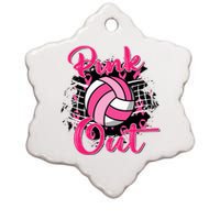 P.I.N.K. Out Breast Cancer Awareness Volleyball Ceramic Star Ornament