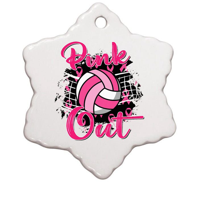 P.I.N.K. Out Breast Cancer Awareness Volleyball Ceramic Star Ornament