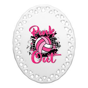 P.I.N.K. Out Breast Cancer Awareness Volleyball Ceramic Oval Ornament