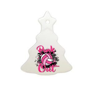 P.I.N.K. Out Breast Cancer Awareness Volleyball Ceramic Tree Ornament