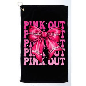 P.Ink Out Breast Cancer Football Coquette Bow Mom Gift Platinum Collection Golf Towel