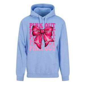 P.Ink Out Breast Cancer Football Coquette Bow Mom Gift Unisex Surf Hoodie