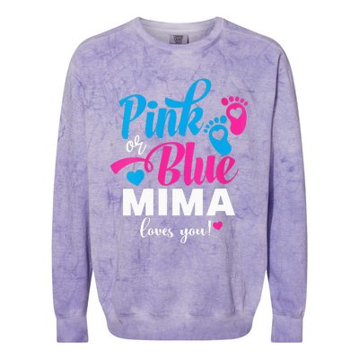 Pink Or Blue Mima Loves You Gender Reveal Baby Announcet Colorblast Crewneck Sweatshirt