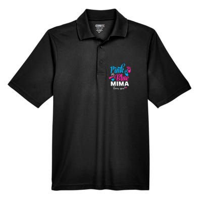 Pink Or Blue Mima Loves You Gender Reveal Baby Announcet Men's Origin Performance Pique Polo