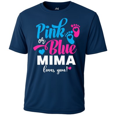 Pink Or Blue Mima Loves You Gender Reveal Baby Announcet Cooling Performance Crew T-Shirt