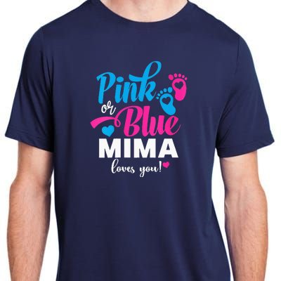 Pink Or Blue Mima Loves You Gender Reveal Baby Announcet Adult ChromaSoft Performance T-Shirt