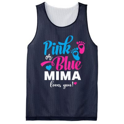 Pink Or Blue Mima Loves You Gender Reveal Baby Announcet Mesh Reversible Basketball Jersey Tank