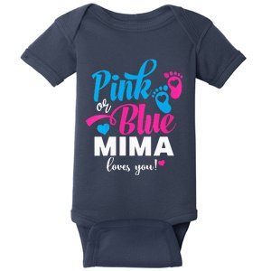 Pink Or Blue Mima Loves You Gender Reveal Baby Announcet Baby Bodysuit