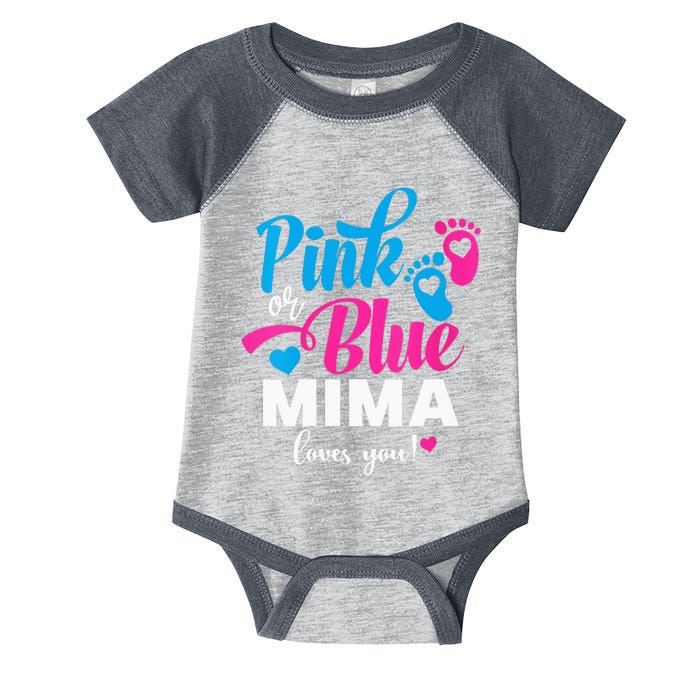 Pink Or Blue Mima Loves You Gender Reveal Baby Announcet Infant Baby Jersey Bodysuit