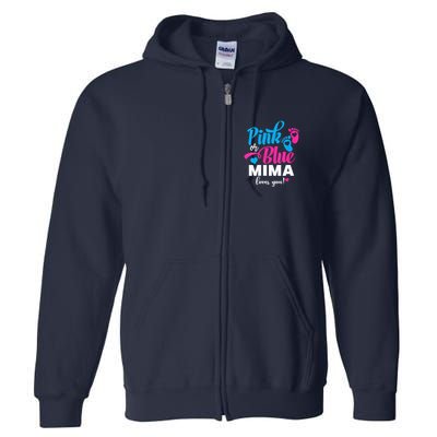 Pink Or Blue Mima Loves You Gender Reveal Baby Announcet Full Zip Hoodie