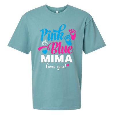 Pink Or Blue Mima Loves You Gender Reveal Baby Announcet Sueded Cloud Jersey T-Shirt