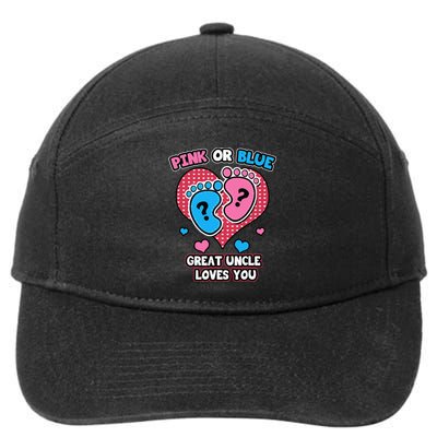 Pink Or Blue Great Uncle Loves You Gender Reveal Party 7-Panel Snapback Hat