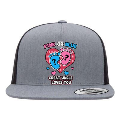 Pink Or Blue Great Uncle Loves You Gender Reveal Party Flat Bill Trucker Hat