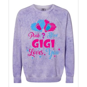 Pink Or Blue Gigi Loves You Gender Reveal Gigi Outfit Colorblast Crewneck Sweatshirt