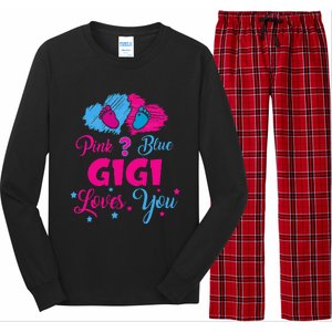 Pink Or Blue Gigi Loves You Gender Reveal Gigi Outfit Long Sleeve Pajama Set