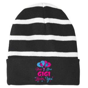 Pink Or Blue Gigi Loves You Gender Reveal Gigi Outfit Striped Beanie with Solid Band