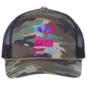 Pink Or Blue Gigi Loves You Gender Reveal Gigi Outfit Retro Rope Trucker Hat Cap