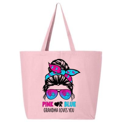 Pink Or Blue Grandma Loves You Messy Bun Hair Gender Reveal 25L Jumbo Tote