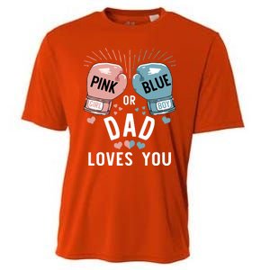 Pink Or Blue Dad Loves You Boxing Gender Reveal Party Great Gift Cooling Performance Crew T-Shirt