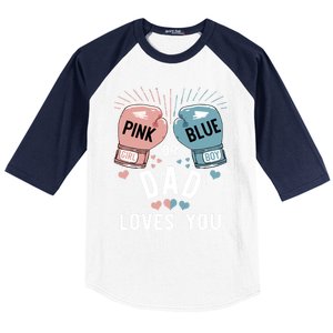 Pink Or Blue Dad Loves You Boxing Gender Reveal Party Great Gift Baseball Sleeve Shirt