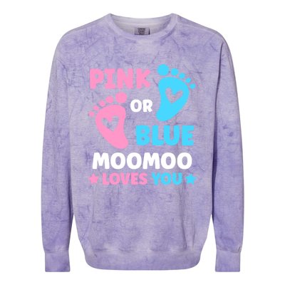 Pink Or Blue Moomoo Loves You Cute Gender Reveal Shower Cool Gift Colorblast Crewneck Sweatshirt