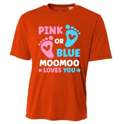 Pink Or Blue Moomoo Loves You Cute Gender Reveal Shower Cool Gift Cooling Performance Crew T-Shirt