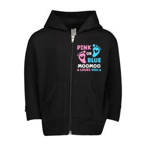 Pink Or Blue Moomoo Loves You Cute Gender Reveal Shower Cool Gift Toddler Zip Fleece Hoodie