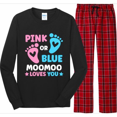 Pink Or Blue Moomoo Loves You Cute Gender Reveal Shower Cool Gift Long Sleeve Pajama Set