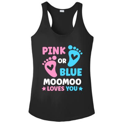 Pink Or Blue Moomoo Loves You Cute Gender Reveal Shower Cool Gift Ladies PosiCharge Competitor Racerback Tank