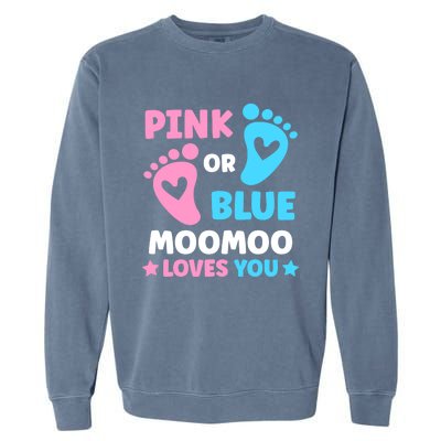 Pink Or Blue Moomoo Loves You Cute Gender Reveal Shower Cool Gift Garment-Dyed Sweatshirt