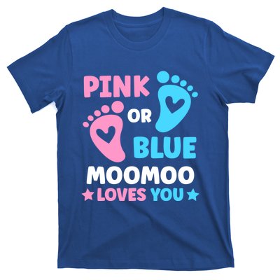 Pink Or Blue Moomoo Loves You Cute Gender Reveal Shower Cool Gift T-Shirt