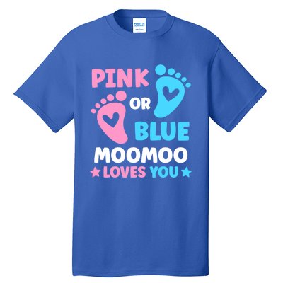 Pink Or Blue Moomoo Loves You Cute Gender Reveal Shower Cool Gift Tall T-Shirt