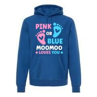 Pink Or Blue Moomoo Loves You Cute Gender Reveal Shower Cool Gift Premium Hoodie