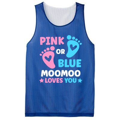 Pink Or Blue Moomoo Loves You Cute Gender Reveal Shower Cool Gift Mesh Reversible Basketball Jersey Tank