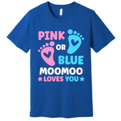 Pink Or Blue Moomoo Loves You Cute Gender Reveal Shower Cool Gift Premium T-Shirt