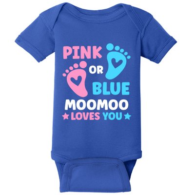 Pink Or Blue Moomoo Loves You Cute Gender Reveal Shower Cool Gift Baby Bodysuit