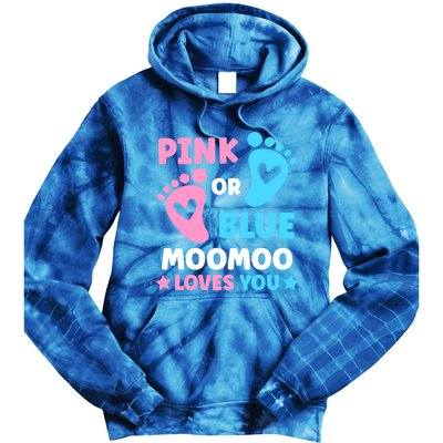 Pink Or Blue Moomoo Loves You Cute Gender Reveal Shower Cool Gift Tie Dye Hoodie