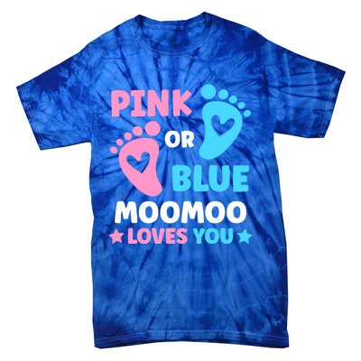 Pink Or Blue Moomoo Loves You Cute Gender Reveal Shower Cool Gift Tie-Dye T-Shirt