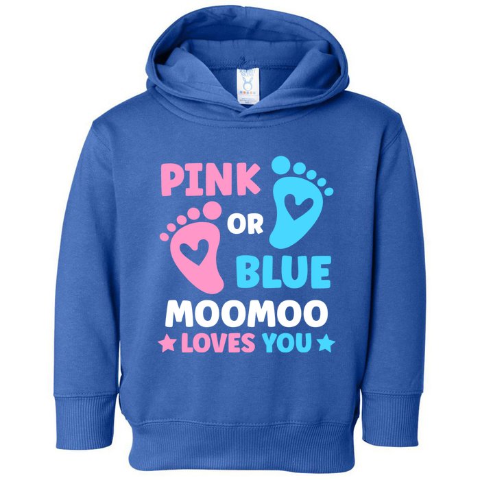 Pink Or Blue Moomoo Loves You Cute Gender Reveal Shower Cool Gift Toddler Hoodie