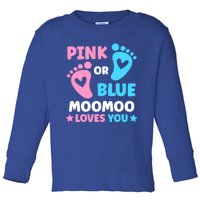 Pink Or Blue Moomoo Loves You Cute Gender Reveal Shower Cool Gift Toddler Long Sleeve Shirt