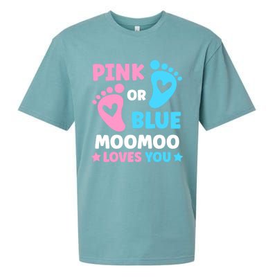 Pink Or Blue Moomoo Loves You Cute Gender Reveal Shower Cool Gift Sueded Cloud Jersey T-Shirt