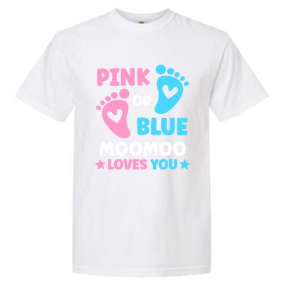 Pink Or Blue Moomoo Loves You Cute Gender Reveal Shower Cool Gift Garment-Dyed Heavyweight T-Shirt