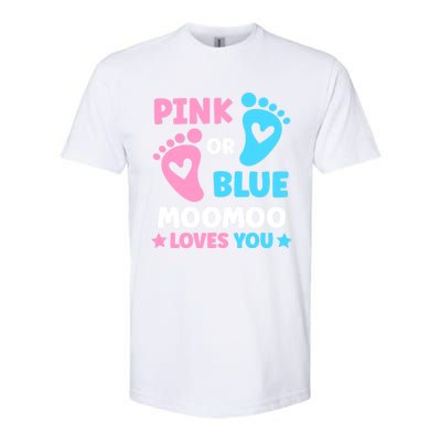 Pink Or Blue Moomoo Loves You Cute Gender Reveal Shower Cool Gift Softstyle CVC T-Shirt