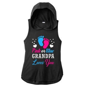 Pink Or Blue Grandpa Loves You Baby Gender Reveal Ladies PosiCharge Tri-Blend Wicking Draft Hoodie Tank