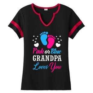 Pink Or Blue Grandpa Loves You Baby Gender Reveal Ladies Halftime Notch Neck Tee