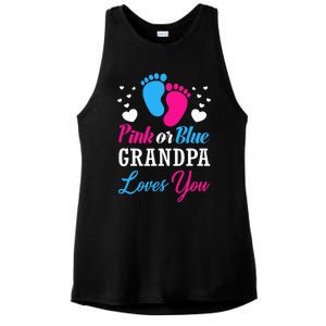 Pink Or Blue Grandpa Loves You Baby Gender Reveal Ladies PosiCharge Tri-Blend Wicking Tank