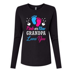 Pink Or Blue Grandpa Loves You Baby Gender Reveal Womens Cotton Relaxed Long Sleeve T-Shirt