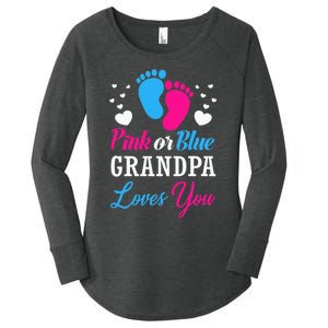 Pink Or Blue Grandpa Loves You Baby Gender Reveal Women's Perfect Tri Tunic Long Sleeve Shirt