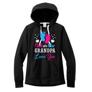 Pink Or Blue Grandpa Loves You Baby Gender Reveal Women's Fleece Hoodie